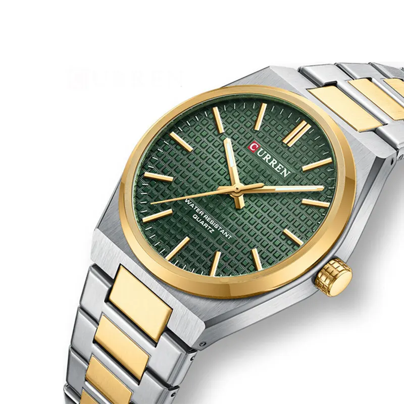 Curren Green Dial Two-tone Couple Watch- 8439